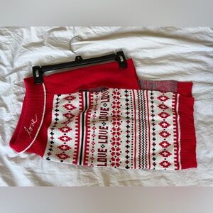 Red and White Patterned Skirt